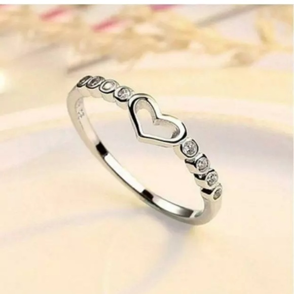 Heart Women 925 Silver Rings White Sapphire  Ring - Picture 2 of 5
